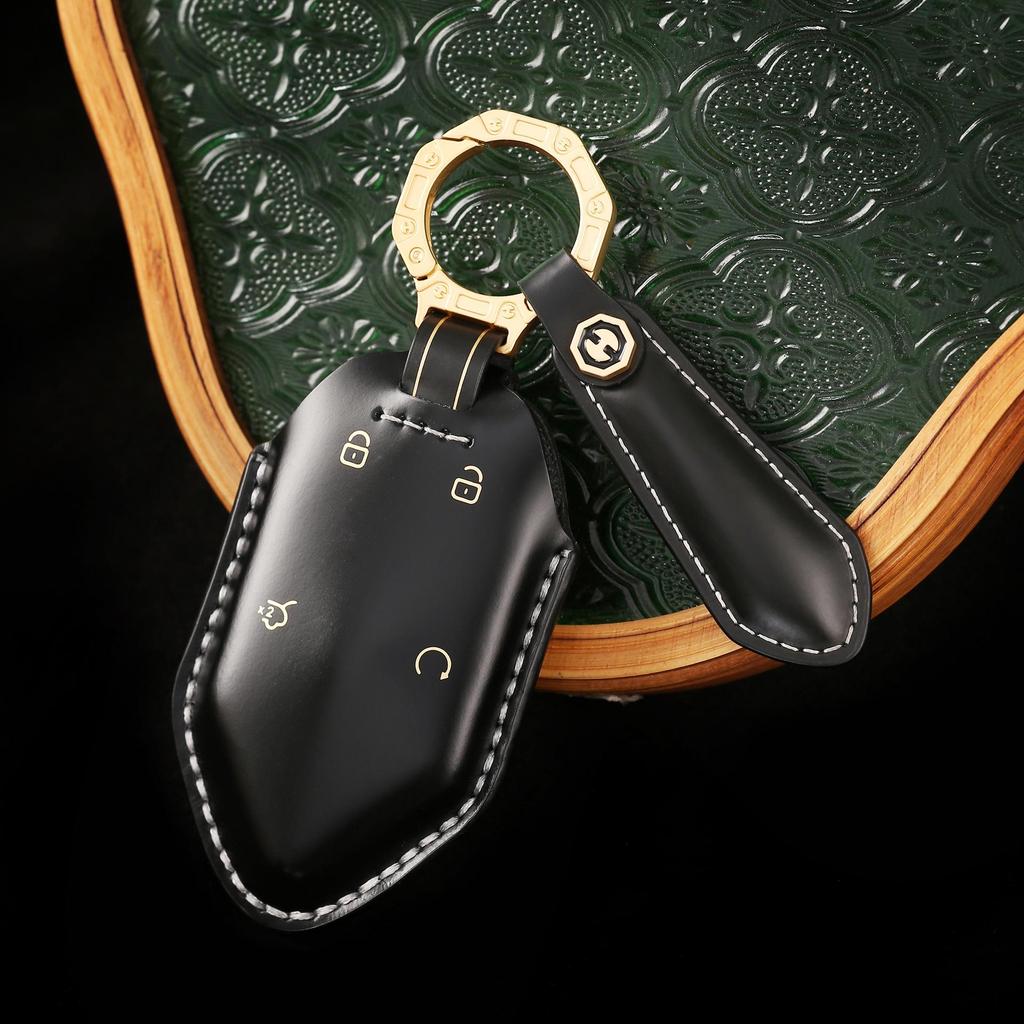 BYD Formula Leopard 5 Genuine Leather Car Key Cover with High-End Key Chain for Men and Women