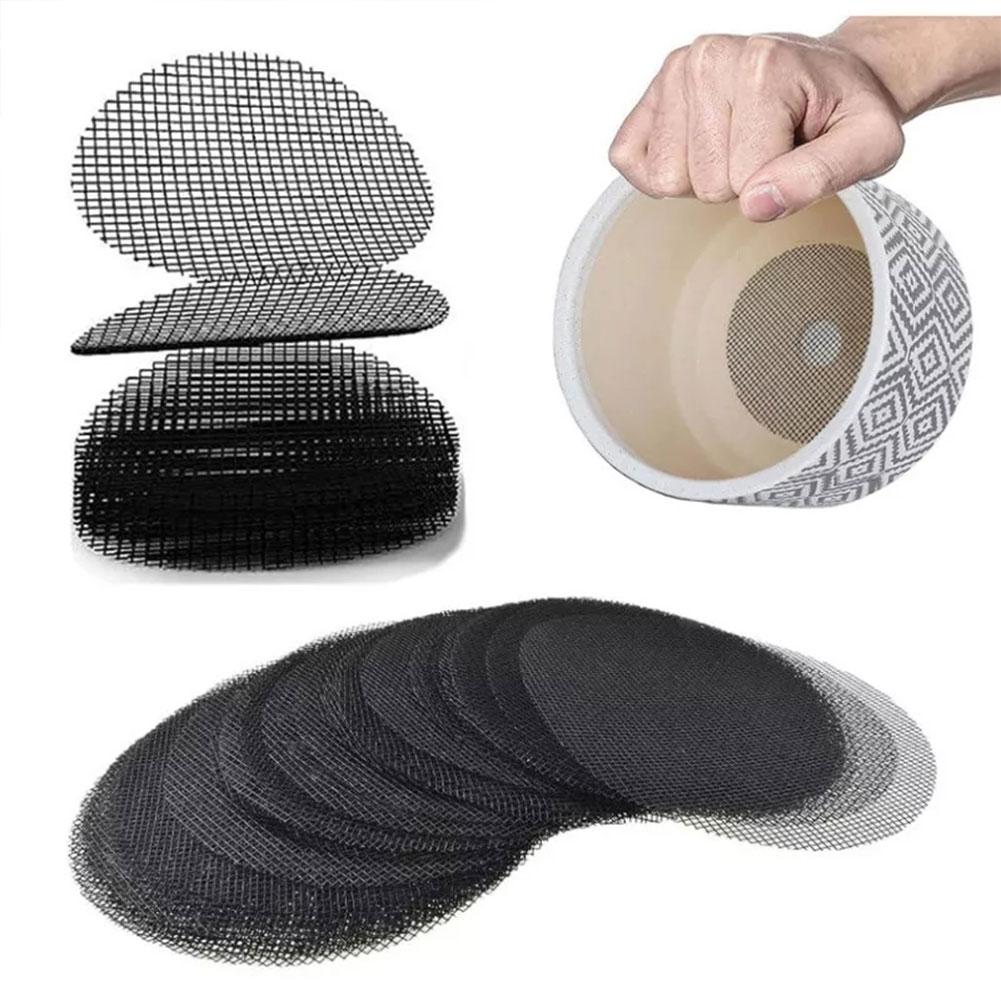 50PCS Flower Pot Hole Mesh Pad Breathable Bonsai Mesh Drainage Screens Bonsai Pot Bottom Grid Mat Drainage Mesh Hole Screen
