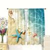 Colorful shell and starfish pattern printed curtains   bedroom and living room decoration   home decoration   room decoration
