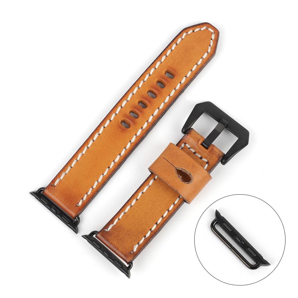 Vintage Leather Watch Band 44mm 40mm 42mm 38mm Black Tan Cowhide Watch Strap Replacement for Smartwatch Wrist Bracelet Watches