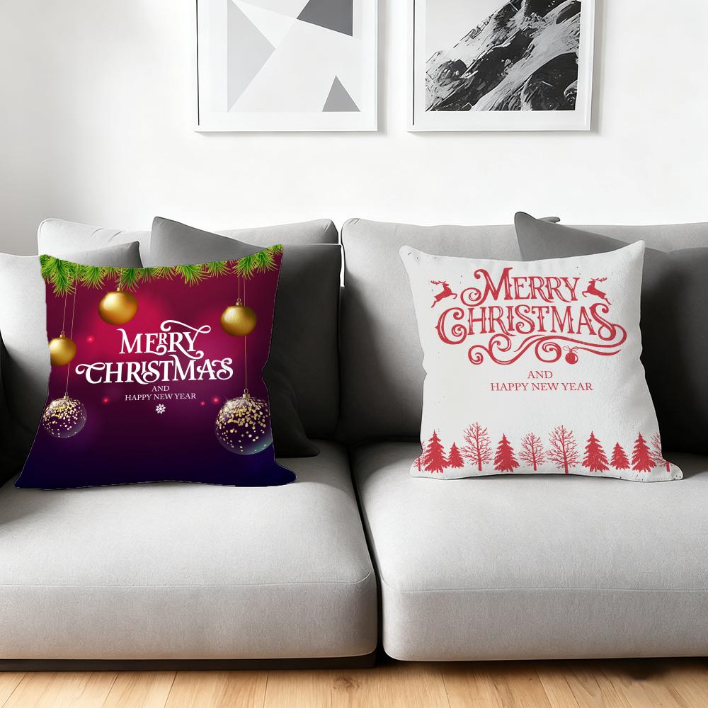 Cute Christmas Elements Cushion Cover Silky Short Plush Home Sofa Cushion Cover - Invisible Zipper Home Decoration