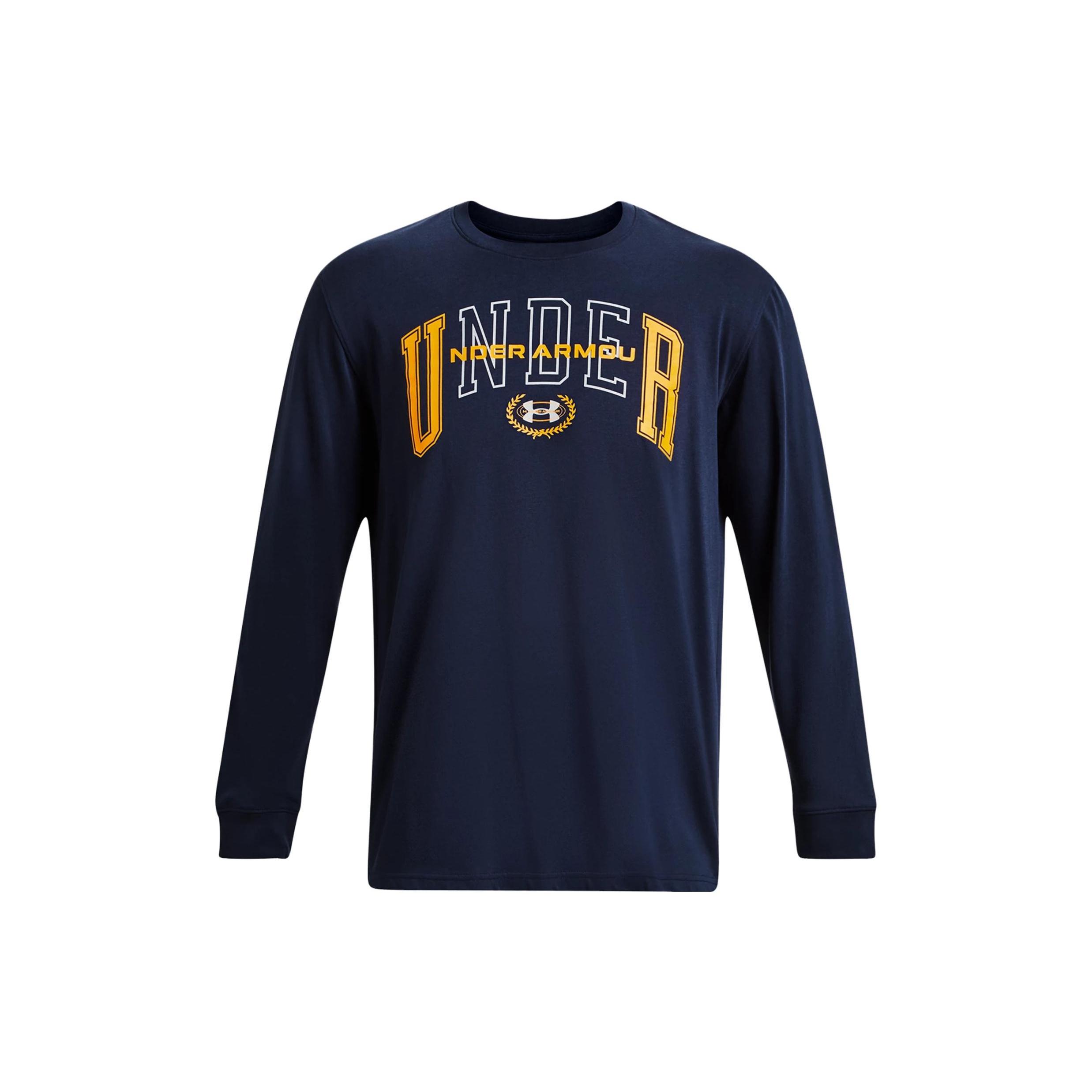 Under Armour Crest Heavyweight Long Sleeve T-shirt  Midnight Navy Gold  Men s 1379576-410 XXL