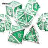 7 Pcs Green White Skull Metal Dice Solid Metal Polyhedral Dice Set Suitable for Role-Playing RPG Board Game Card Game