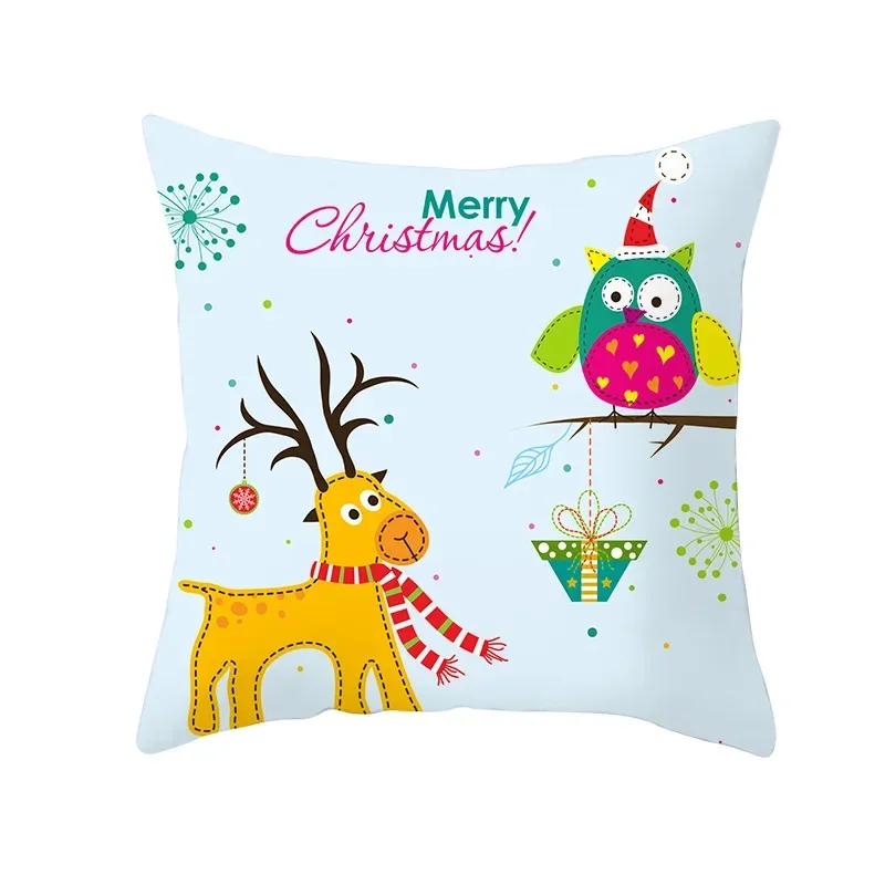 Polyester Fiber Green Series Christmas 2024 Pillow Cover Sofa Cushion Home Decorative Pillows Cover