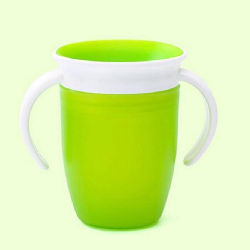 

Silicone Food Grade Trainer Water Cup Children Anti Choking Hand Shank Gift Cups зелёный