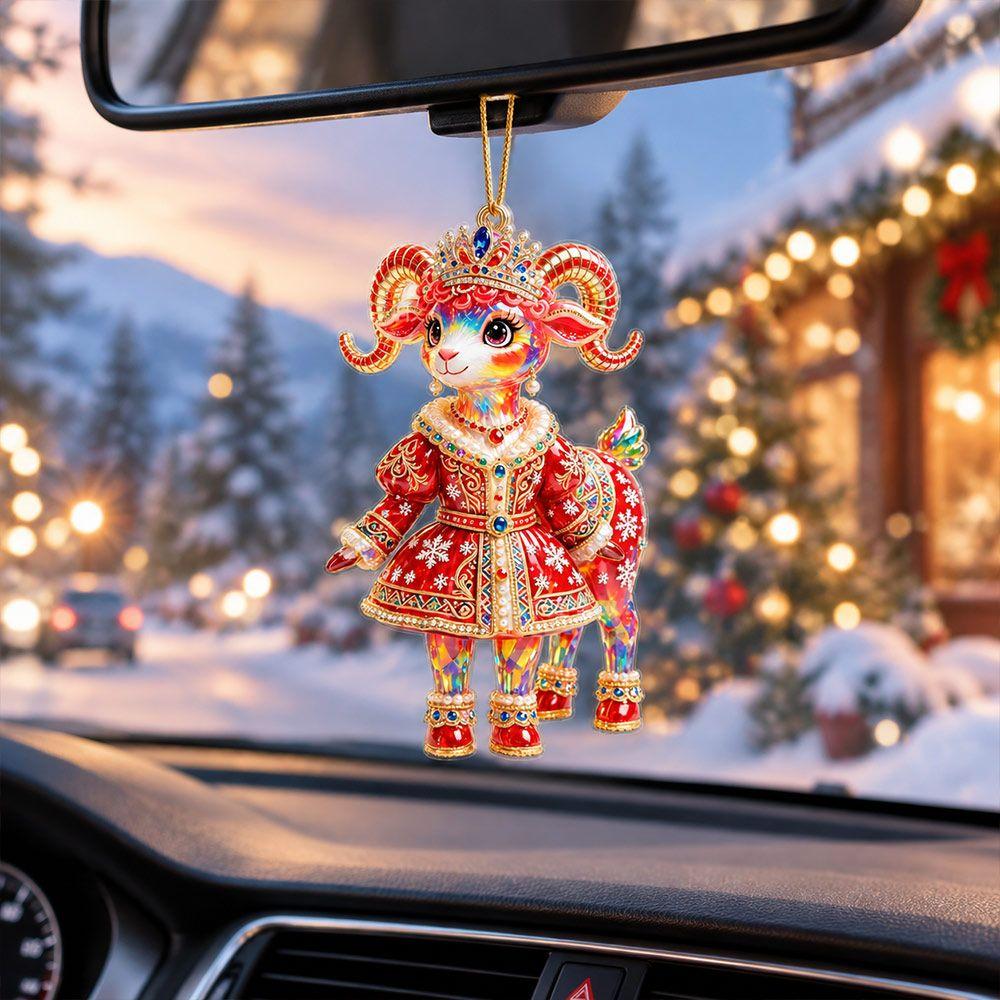 Shining Goat Hanging Ornament Acrylic Animal Hanging Decoration Christmas Tree Ornament Bag Charms