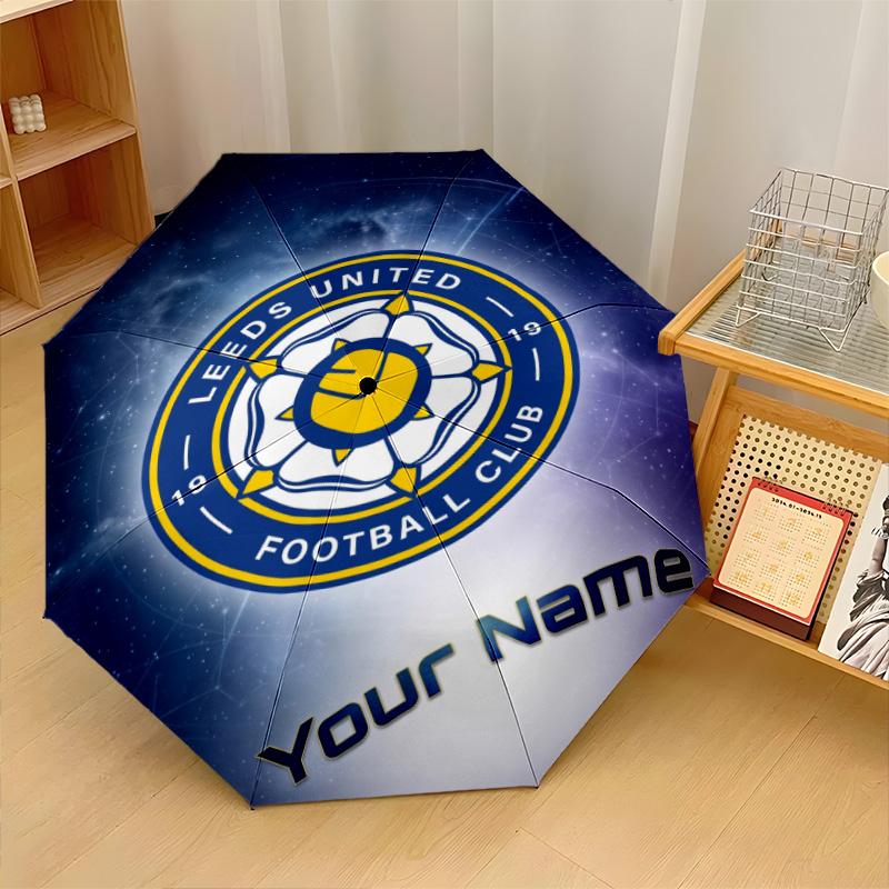 Ombrello Automatico a 3 Pieghe Leeds United Ombrello Pieghevole Antivento a 8 Stecche Protezione Sole Pioggia per Viaggi all'Aperto Uso Quotidiano