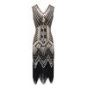 Retro Sequined Beaded Dress Front and Rear Deep V-neck Fashionable Fringed Dress, Popular Evening Dress