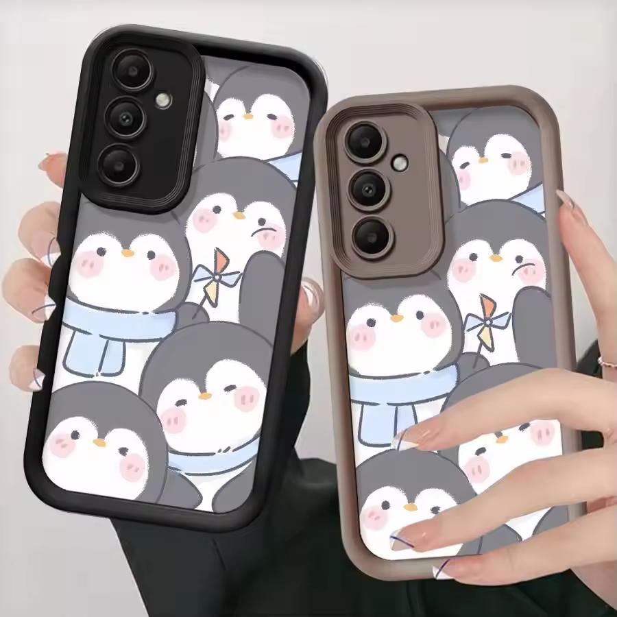 Cartoon Cute Penguin For Samsung Galaxy Case S24 S23 S22 S21 Ultra Plus Fe A55 A54 A53 A52 A35 A25 A15 A14 5G Phone Y2k Cover