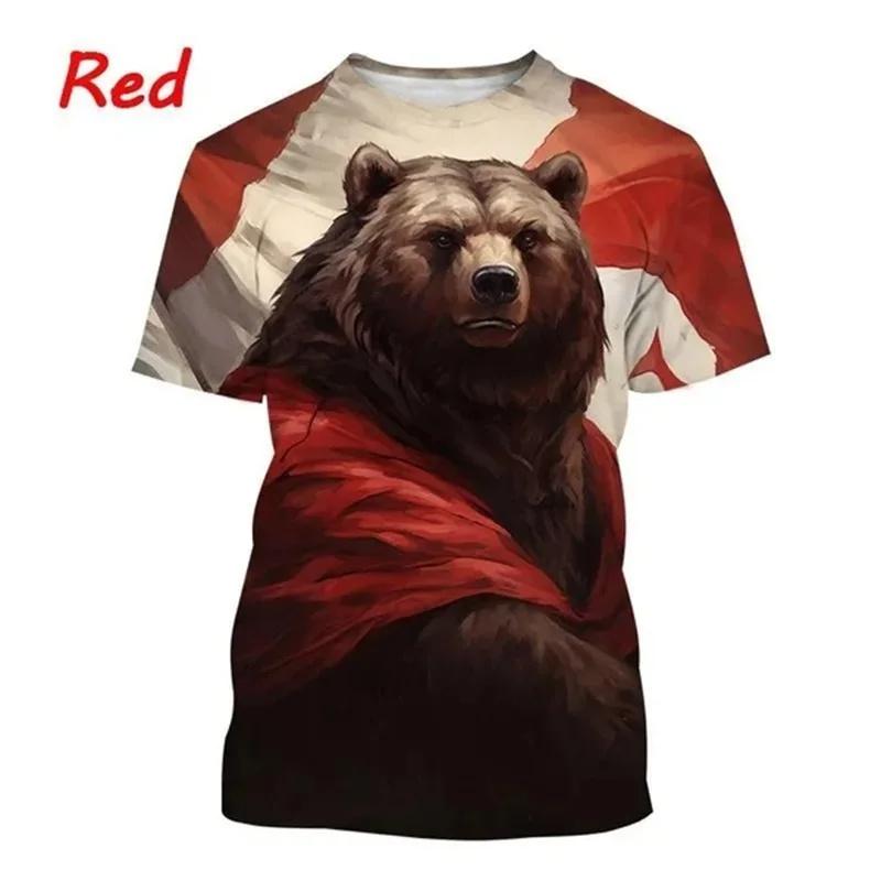 3D Printed Cool Bear T-Shirt For Men Animal Pattern Tees Summer Casual