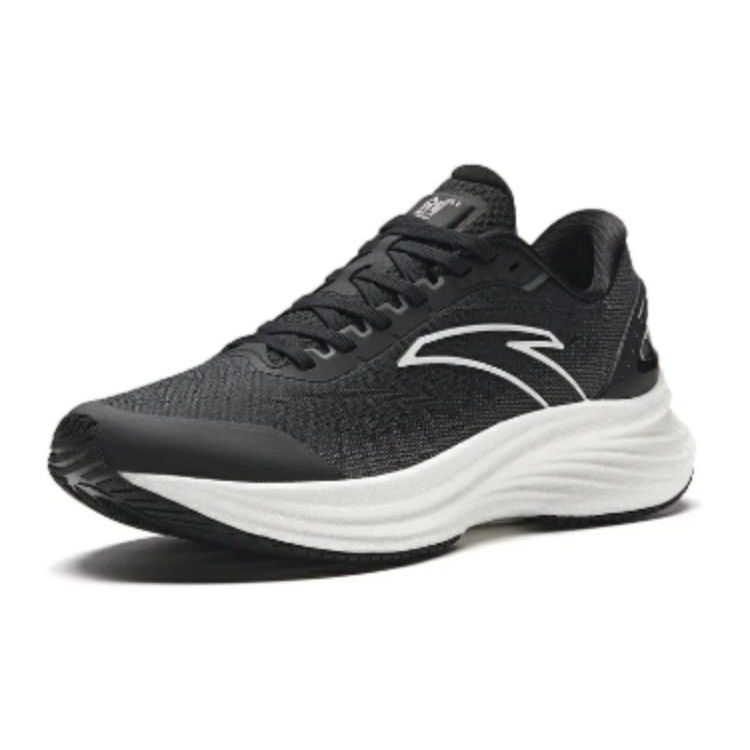 Anta Round Toe Lace-Up Low-Top Nitrogen Technology Running Shoes Men sneakers Black Gray 112415582-9