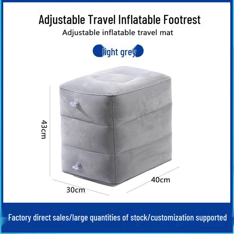 Inflatable Foot Mat: Portable Travel Footrest for Airplane & Office Adjustable Dual Air Valve (Mouth Inflatable)