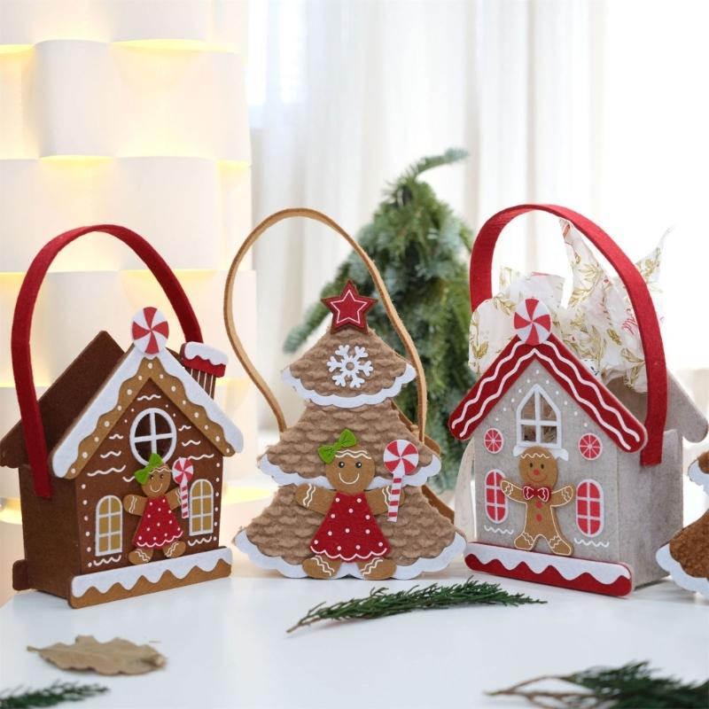 Portable Christmas Cookie Bag House Felts Craft Table Ornament Easy DIY Project For Family