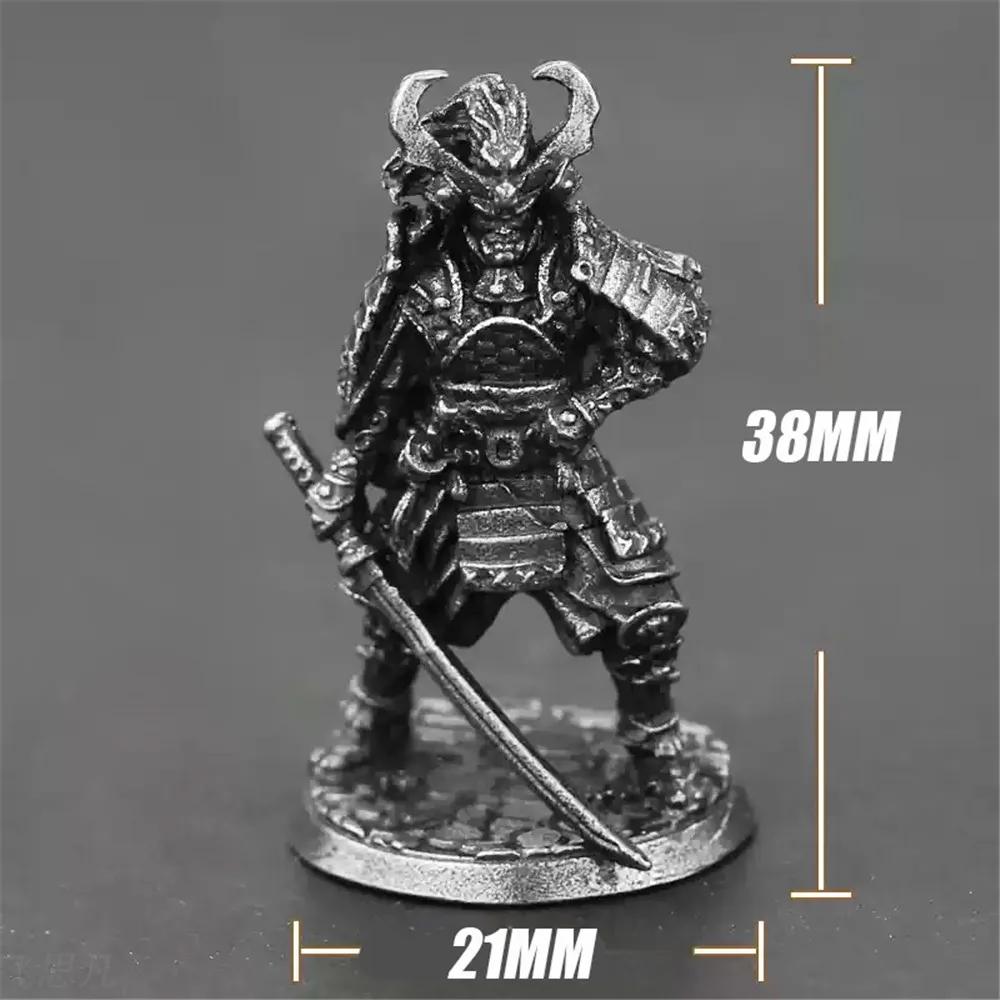Copper Japanese Shogunate Samurai Soldiers Figurines Vintage Metal Solidiers Model Statues Home Decoration Desktop Ornaments