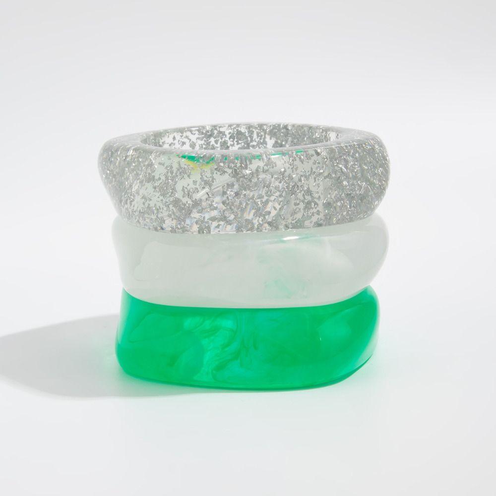 Europe American Style Translucent Acrylic Bangle Minority Design Green Hand Ring  Girls