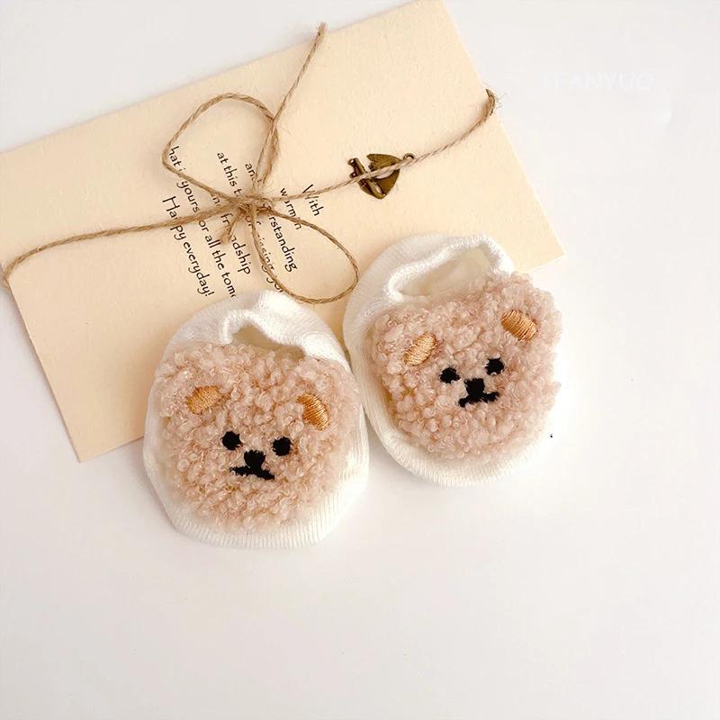 

Новые детские короткие носки для мальчиков и девочек, носки с мультяшным медведем для новорожденных, детские мягкие носки-лодочки, милые носки для младенцев, аксессуары для малышей M(1-3Y)