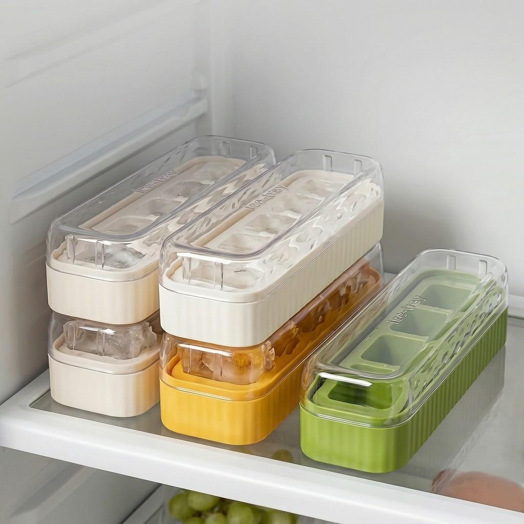 Reusable Ice Cube Tray With Lid Refrigerator Plastic Ice Mold 5 Grids Ice Cube Maker Kitchen Accessories Bar Tools Ice Cube Box