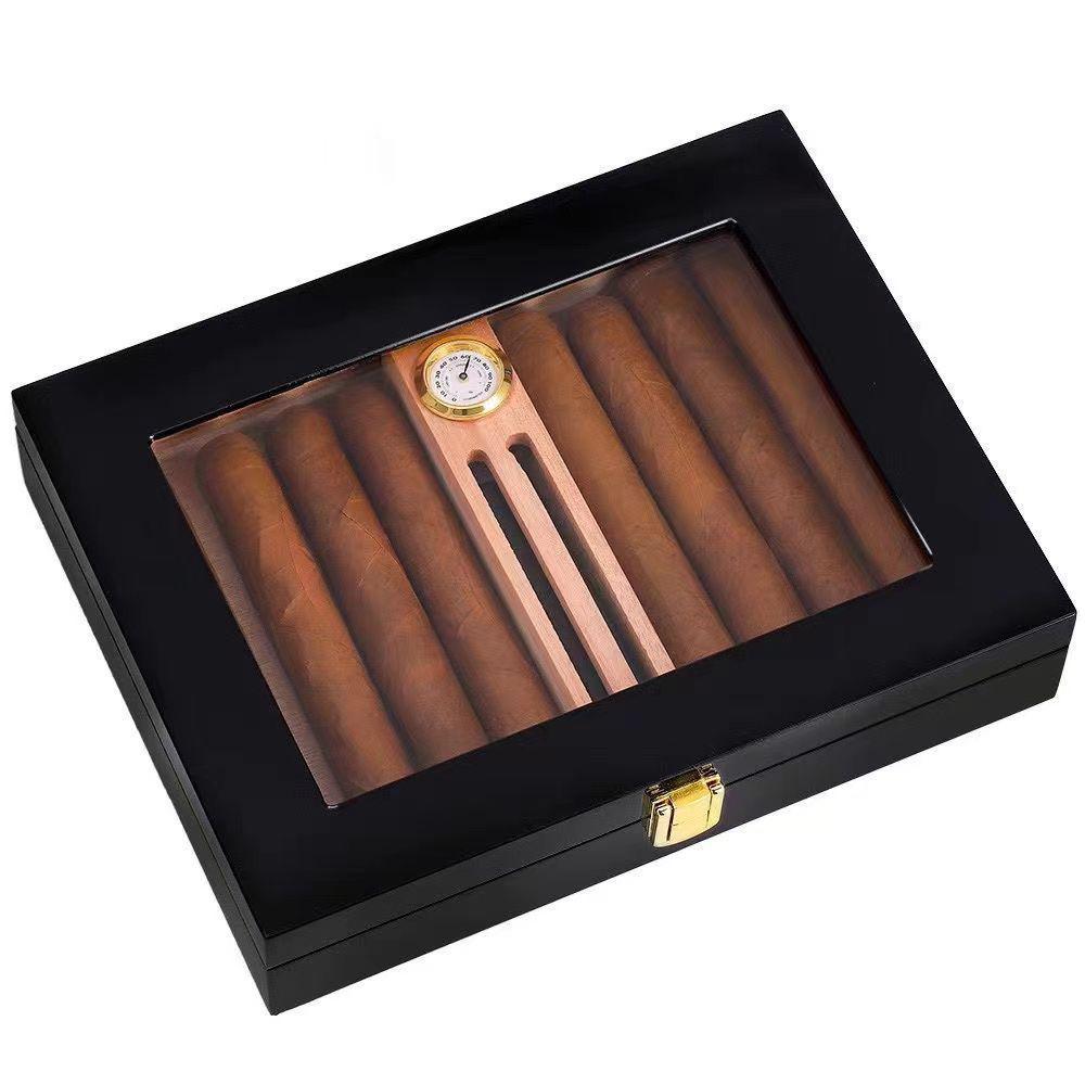 Qie Long Portable Large Capacity Cedar Wood Cigar Humidor Box