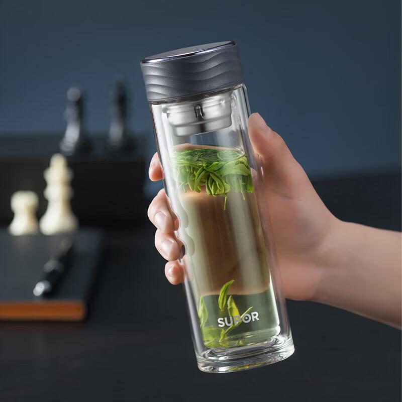 SUPOR Portable Double-Layer Glass Tea Infuser Bottle