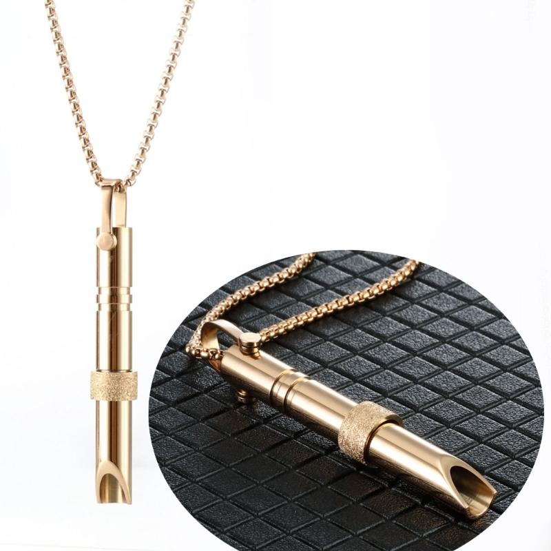 Couple Stainless Steel Mindfulness Breathing Necklace for Women Men Anxiety Relief Pendant Stress Panic Attack Relief Meditation