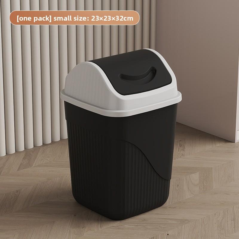 

Square Swing Lid Trash Bin Home Office Creamy Minimalist Wastebasket with Cover for Bathroom Toilet