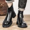 Fashion Leather Boots Slip On Ankle Boots High Top Heels For Men Casual Platform Chelsea Boots Men's Wedding Shoes Winter