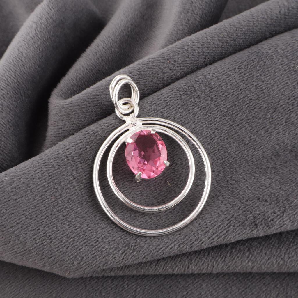 Pink Tourmaline Jewelry, 925 Solid Sterling Silver Gemstone Pendant, Handmade Jewelry, For Memorial Day
