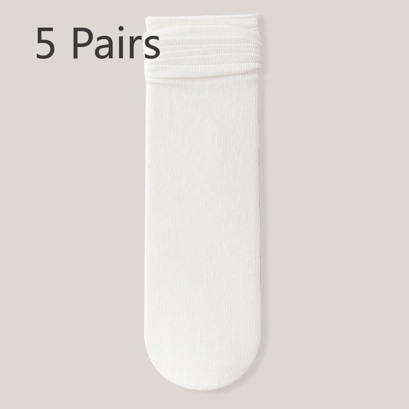 5 Pairs Socks Women's Summer Thin Pile Socks Middle Spring and Autumn Absorbent Boneless Month Socks