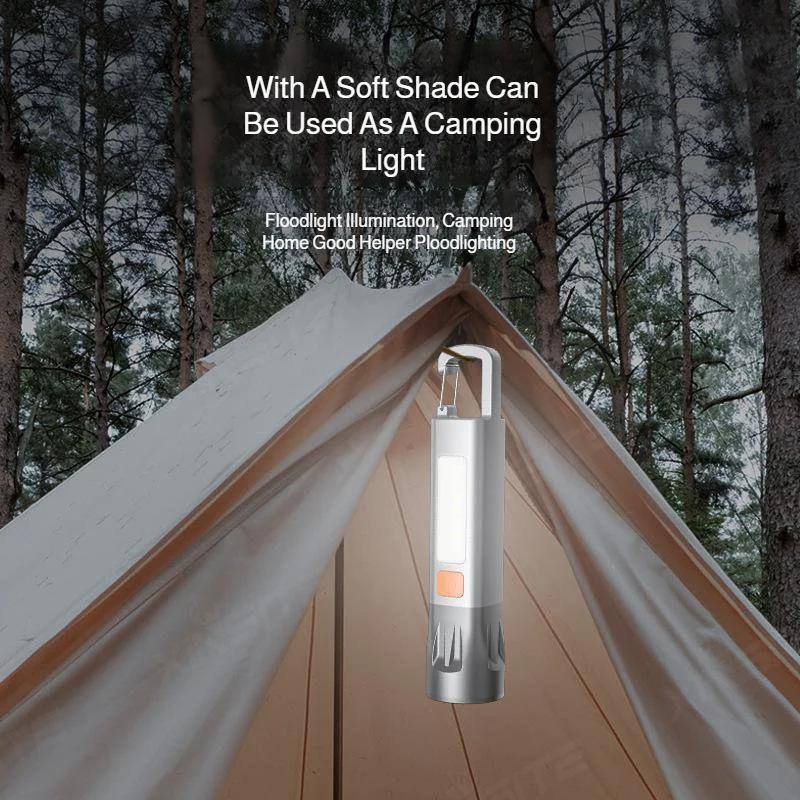 High-intensity flashlight, long-range outdoor long-lasting flashlight, portable mini zoom light, side light warning