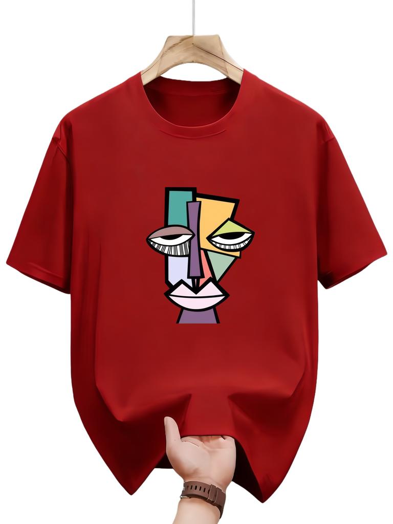 Mens Summer Fashion Pattern TShirt Casual ShortSleeved Style Round Neck Summer Top