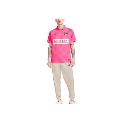 Polo Stampa Lettere Asciugatura Rapida Ampia Manica Corta Maglia da Calcio Top da Uomo Rosa Caldo DQ5046-639
