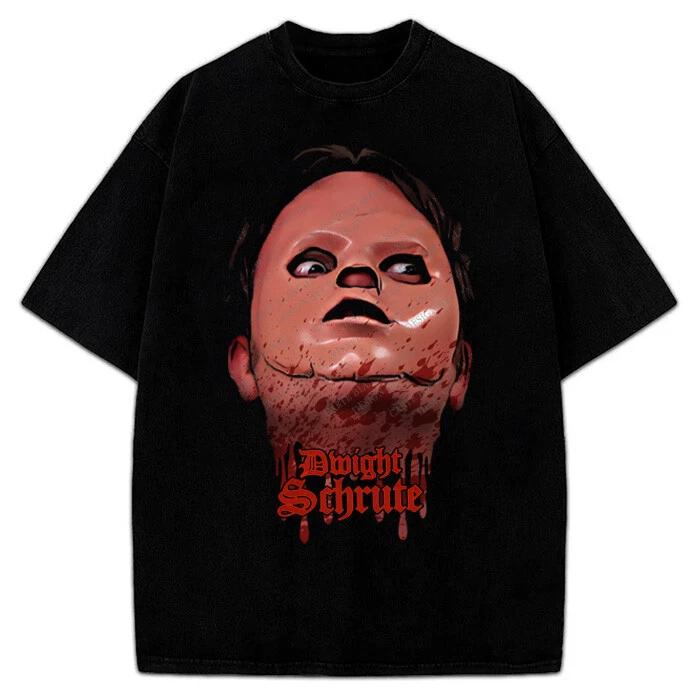 Dwight Schrute T-Shirt Schrute Farm Mask CPR Skit Custom Graphic The Office Tee XL