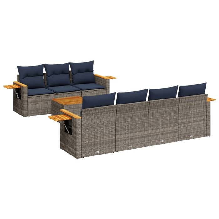 VidaXL Garden Lounge Set with Cushions 8 Pcs, Patio Sofas, Furniture Set, Outdoor Terrace Furniture, Grey 3226649