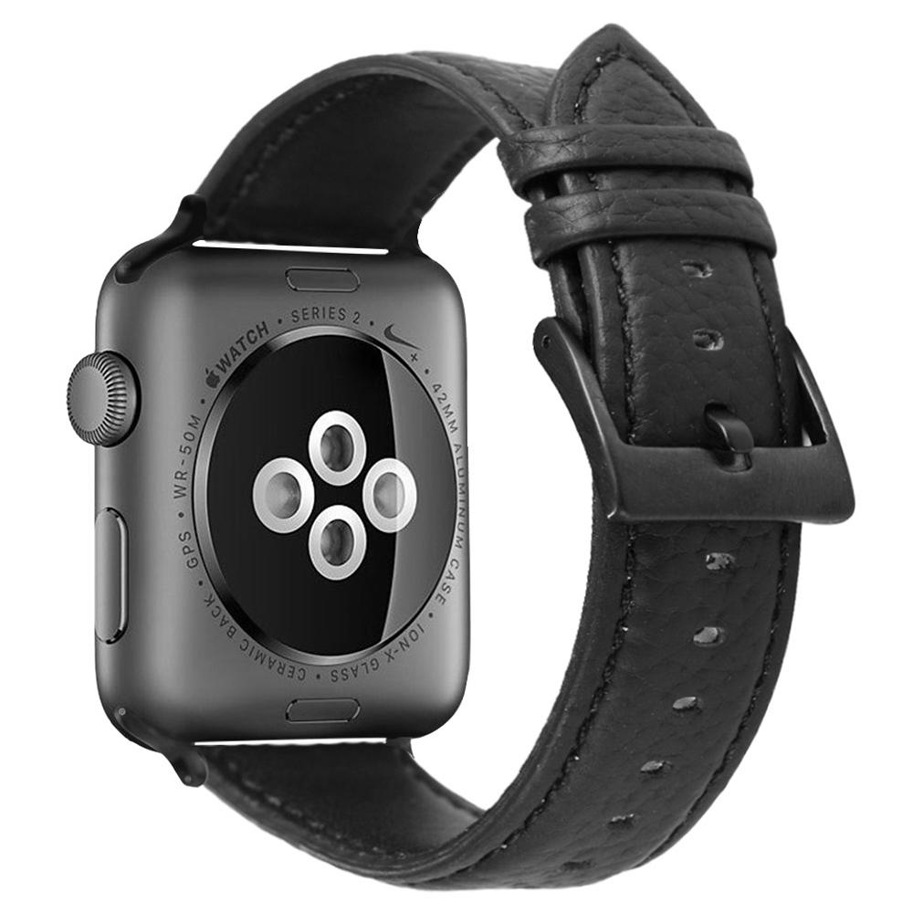 

Watch Band for Apple Watch Series 10 42mm/9 8 7 41mm/SE (2023) SE (2022) SE 6 5 4 40mm/3 2 1 38mm Genuine Cow Leather Strap Black