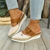 Fashion Large Size Spliced Color Headed Sandals with Rope Weave Thick Heel Slip-On Women's Shoes Lightweight Rubber Bottom Casual Slippe