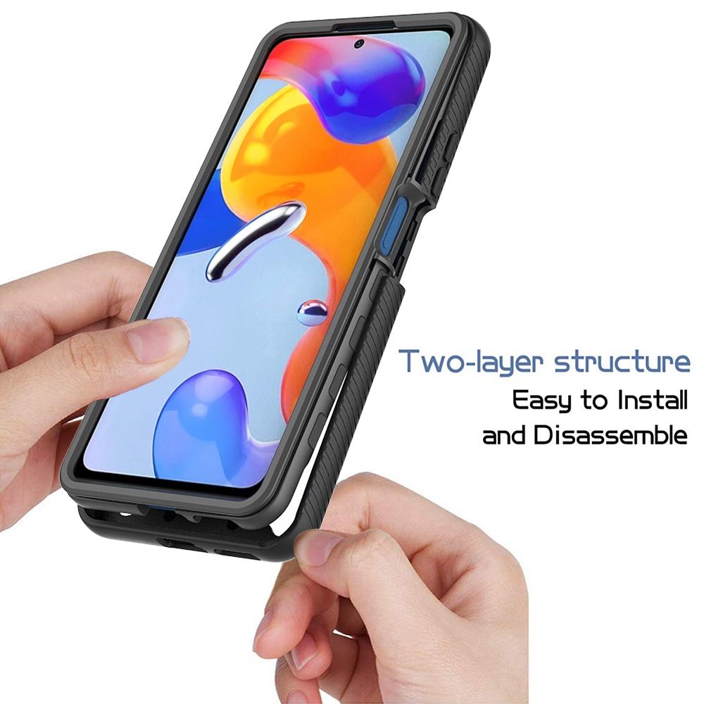 

3-in-1 Hybrid Phone Case for Xiaomi Redmi Note 11 Pro 4G (MediaTek)/Note 11 Pro 5G (Qualcomm),Full Coverage Phone Cover with PET Screen Protector Black