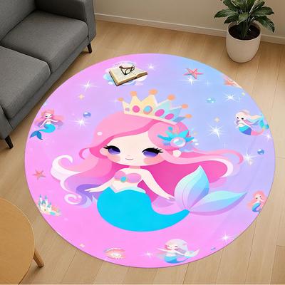 1PC Mermaid Fantasy Round Chair Mat Area Rug - Non-Slip, Floor Mat for Office, Bedroom, and Indoor Decor -Gift D1127264