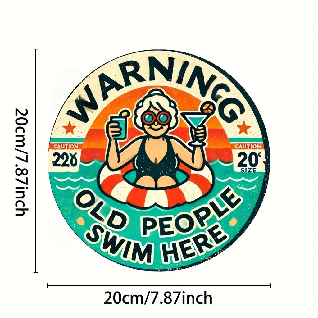 2D 1 Stück Holzscheiben Senioren Schwimmen Hier Themen Schild 8 Zoll Design Dekorative Kunst Langlebige Wandplakette Schlafzimmer Büro