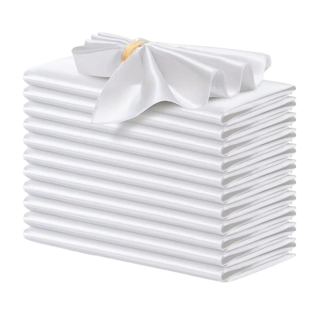 Satin Dinner Napkins  30x30cm Silky Satin Napkin Smooth Square Dinner Napkins Solid Color Table Party Decor(Blue)