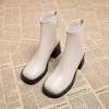 Madingi juodi moteriški ankle boots Madingi užtrauktukai gale Žemas kvadratinis kulnas Moteriški batai Neslystantis storas padas Laisvalaikio kasdienio nešiojimo batai