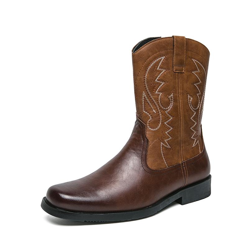 Fashion Hot Selling Western Cowboy Boots Europe America Fashionable Winter High Top Shoes for Men’s British Style Men's Motorcycle Boots
