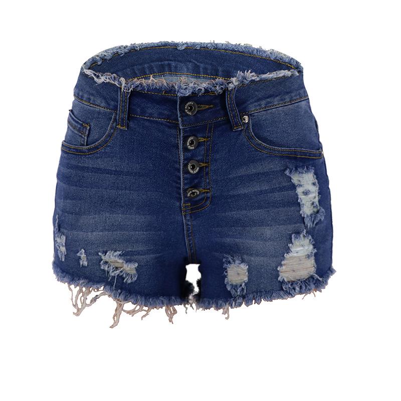

2023 Spring/Summer Women s Denim Shorts with Button Tassel Trim M темно-синього кольору