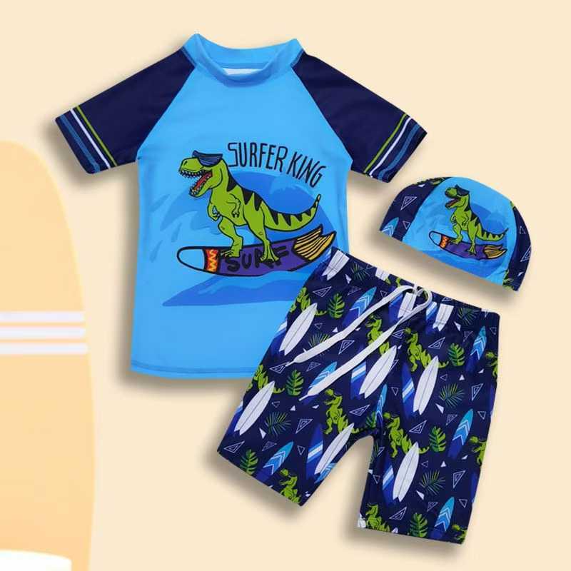 New Cute Cartoon Split Swimsuit for Boys - High-Elasticity Swimwear for Toddlers, Small, Medium, and Large Kids
