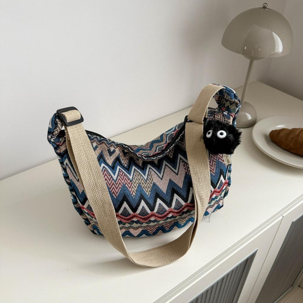 Large Capacity Canvas Bag Trendy Retro Shoulder Bag Casual Commuting Bag Party