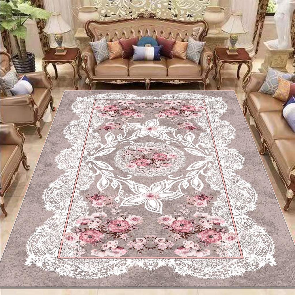 European Style Carpet for Living Room Home Decoration Luxury Large Rugs Bedroom Bedside Non-slip Mats Lint-free Easy Clean Rug