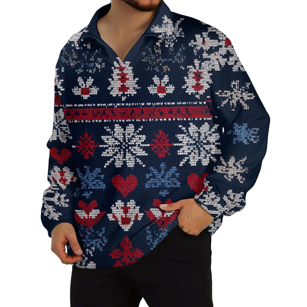 Men's Casual Collared Long-Sleeve Knit Base Layer Top