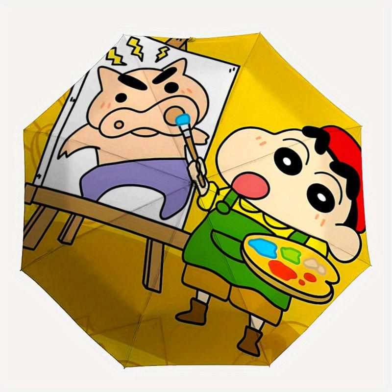 

1pc Crayon Shin-chan Buriburizaemon Automatic Open/Close Umbrella Sturdy Iron Frame, Compact Travel Umbrella - Perfect Gift for Women, Men, a0829146