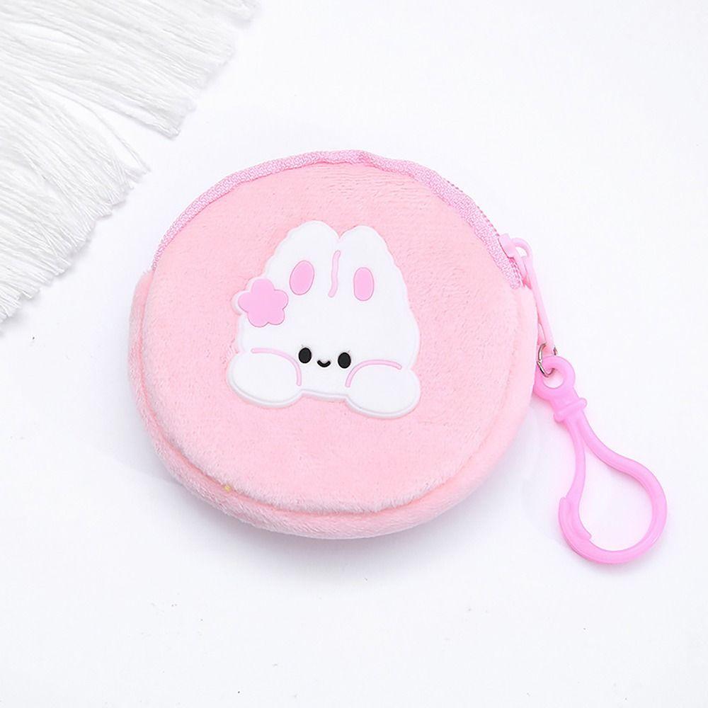 Mini Money Coin Purse Cartoon Patched Round Earphone Bag with Hook Coin Bag Male
