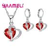 Bridal Jewelry Set Heart CZ Crystal 925 Silver Color Pendant Necklace Earrings for Women Wedding Anniversary Gifts
