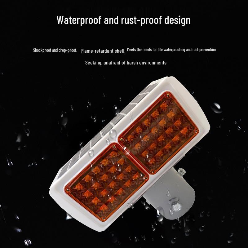 Solar Dual-Sided Red/Blue Strobe Traffic Safety Light: Anti-Collision Warning Signal